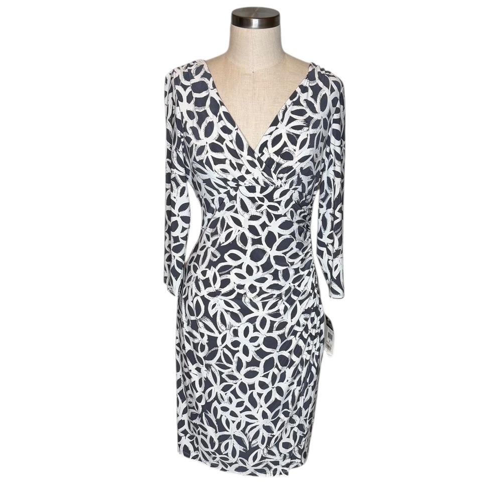 LAUREN RALPH LAUREN Women's Size 8 Sheath Dress Geometric Print Faux‎ Wrap NWT